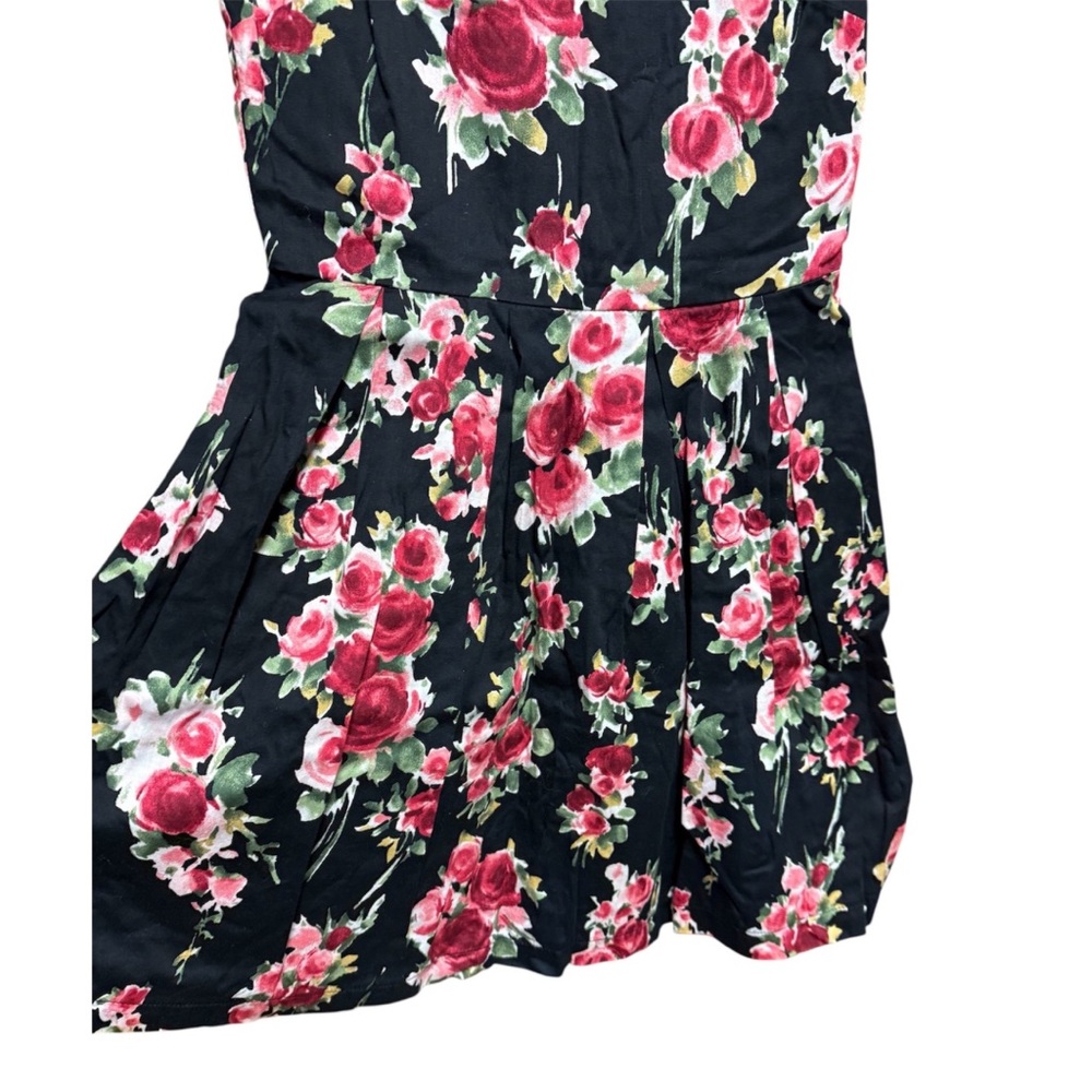 Monteau Black and Pink Sleeveless Floral Rose Dress Women’s Sz M Midi - Picture 2 of 4